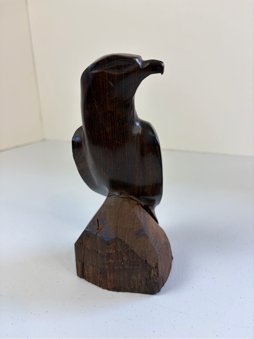 Vintage Hand Carved Ironwood Eagle Figurine Dark Wood Bird Statue Rustic Decor - Picture 2 of 6